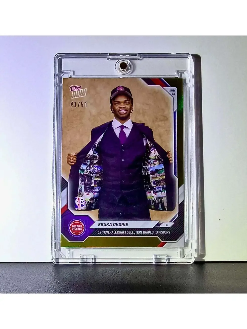 Ebuka Okorie Rookie 2026-27 Topps NBA Draft EOKO Gold Foil 41/50 Detroit Pistons